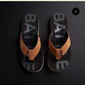 Battle Black and Tan Flip Flops